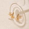 Gold Plated Colorful Zircon Flower Design Small Earrings For Women