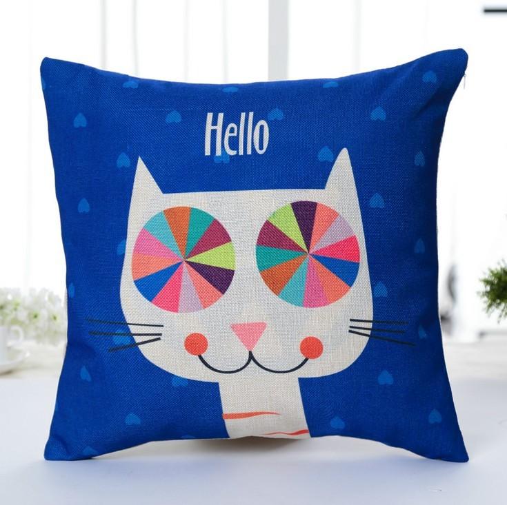 Kids Room Decorative Pillowcase With Cartoon Cat Pattern For Comfortable Rest