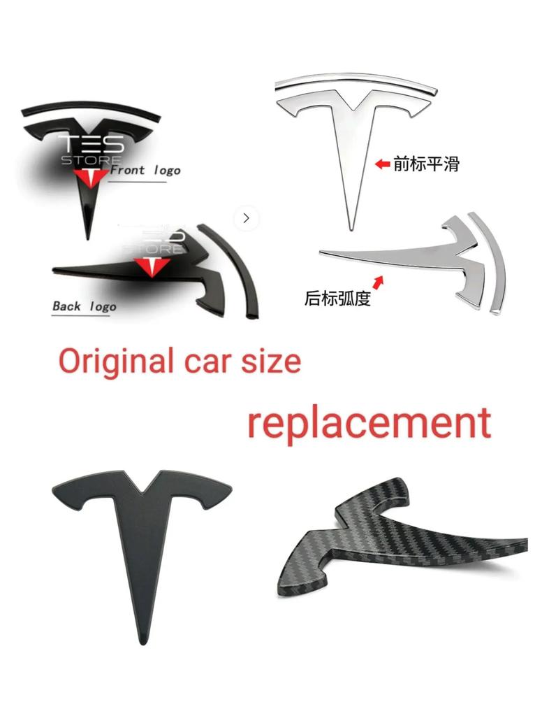 YKPSC1 For Tesla Model 3 Mode Y Zinc Alloy Car Front Hood Logo Sticker Styling Auto Body Emblem with Radian Accessories
