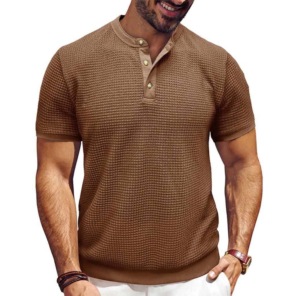 Men's Short Sleeved Textured Knitted Shirt T-shirt Pullover