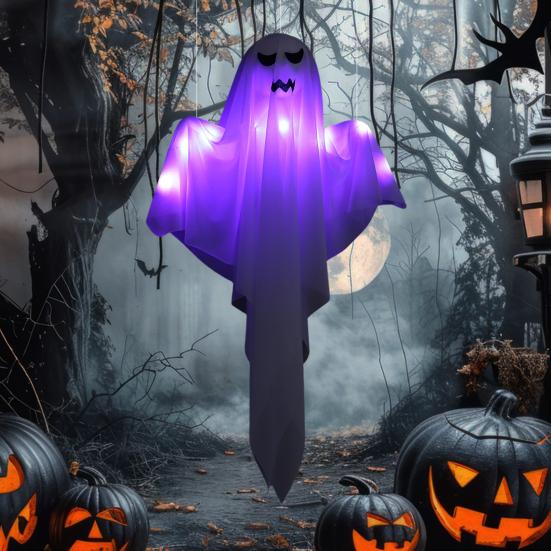 Хэллоуин подвесное украшение-призрак светящийся белый призрак с гирляндой для использования в помещении и на открытом воздухе