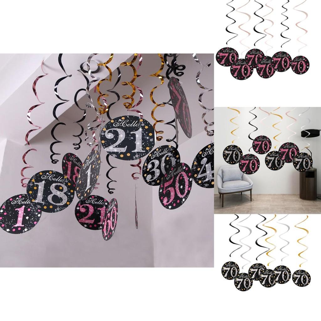 Elegant Spiral Black And Fuchsia 70th Birthday Celebration Party Decorations