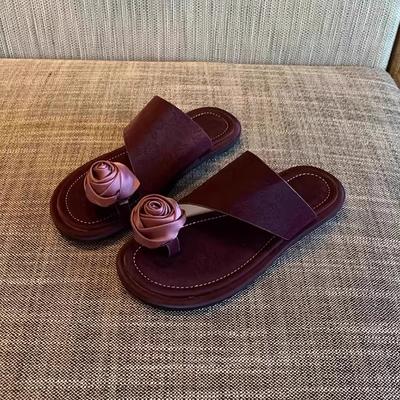 Цветок Женские Пляжные Шлепанцы Вьетнамки с Перемычкой Обувь Женские Балетки Сандалии Лето 2025 Тренд Платье Повседневные Шлепанцы Комфортные Слайды Mujer