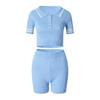 Women's Cotton Casual Outfits Crewneck Short Sleeve 2 Piece Short Set Pajamas