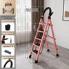 Утолщенная складная лестница для использования в помещении с узором «елочка».: 4-5-ступенчатая телескопическая и портативная конструкция.