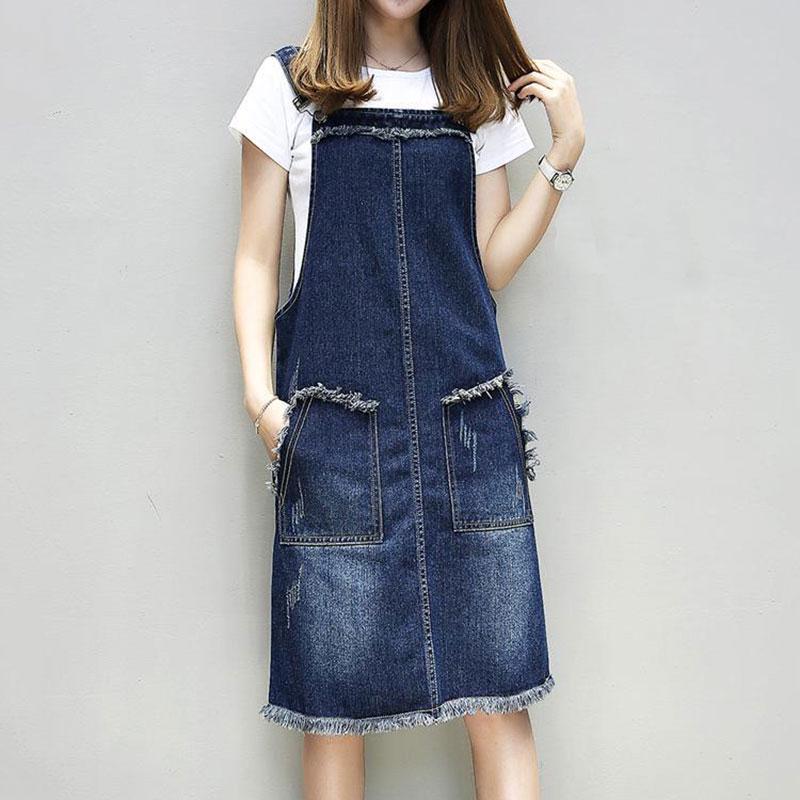 Женские джинсовые комбинезоны из тонкого и большого размера на весну, лето и осень, свободные и утягивающие юбки средней длины