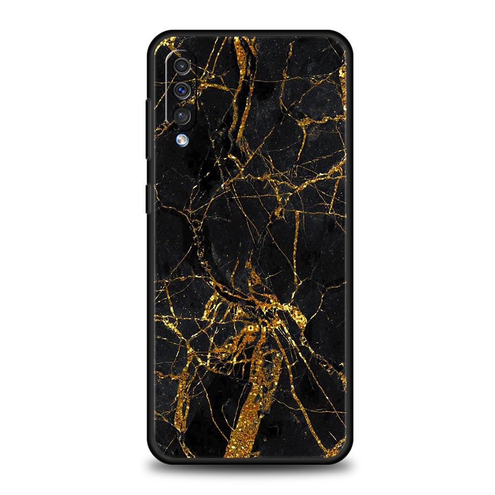 Черно-золотой мраморный узор Чехол для телефона Для Samsung Galaxy A72 A52 A70 A50 A12 A22 4G A32 5G A20e A30 A02s A10 A20s A10s A40 Чехол