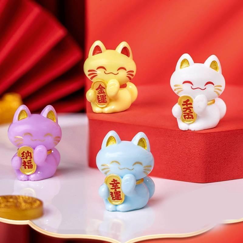 Милые полимерные миниатюры кошек удачи для автомобиля или стола, разных цветов для удачи и процветания