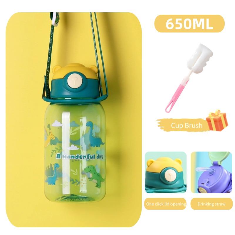 400/650ML Free BPA Leakproof Water Bottle Kids Water Cup Creative Cartoon Cup with Straw Portable Plastic Water Cup for Children