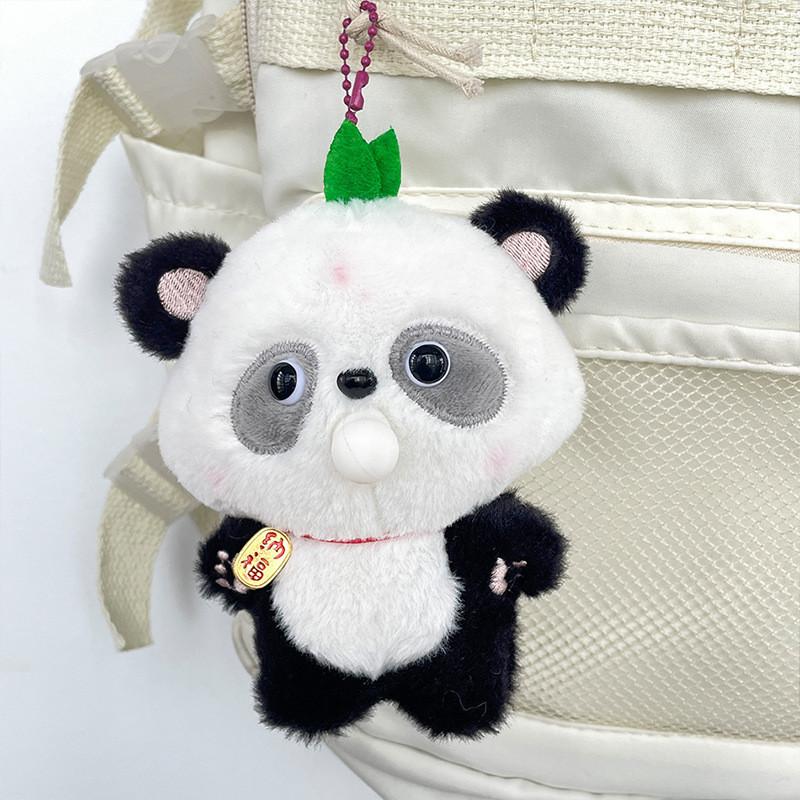 Adorable Bubble Blowing Panda Plush Toy Cute Stress Relief Stuffed Animal Keychain