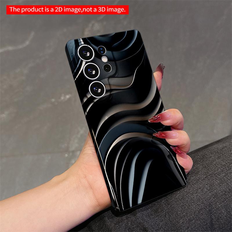 2DFlat Samsung phone case Fluid Motion Black Waves Phone Case Applicable to Galaxy S23 S24 S25ULTRA S26 A12 A14 A15 A16 A54 A55