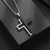 1 Black and White Glossy Cross Necklace for Men's Trendy Sweatshirt, Long Necklace, European and American Design Accessories