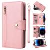 Multi-functional Card Slots Wallet Phone Bag Suitable for iPhone Samsung Xiaomi Google OnePlus PU Leather Zipper Case Cover