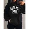 Miami Est 1825 City Art Letter Prints Women Hoodie Pocket Streetwear Harajuku Loose Hoody All-Match Fleece Female Clothing