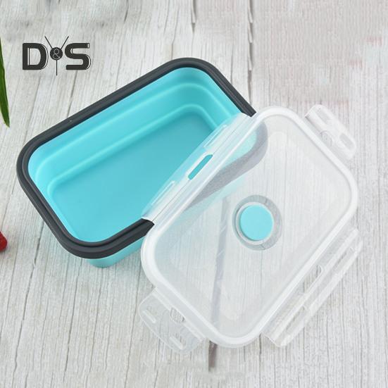 4Pcs Collapsible Food Storage Container With Lids Flat Stackable Refrigerator Food Box Set Silicone Food Sealed Crisper Lunch Bento Box For