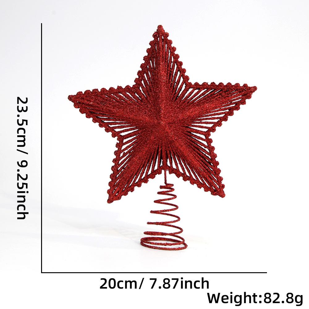 20 см Красный мигающий цилиндр для рождественской елки Верхушка для елки Пятиконечная звезда Полая расходящаяся трехмерная звезда Сцена Макет рождественские украшения