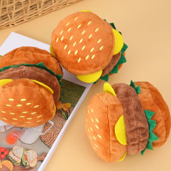 Интерактивная плюшевая игрушка для собаки, имитирующая гамбургер, со встроенным звуком, для чистки зубов, для снятия скуки, милые игрушки для собак