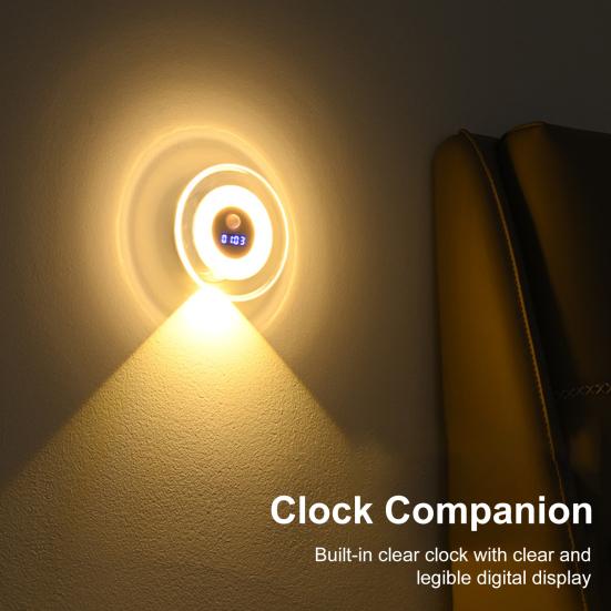 Светодиодный ночник с датчиком движения и цифровыми часами, 3 цветовые температуры, плавная регулировка яркости, ночник с активацией движением