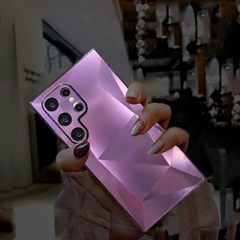 Чехол с лазерным блестящим ромбовидным узором для Samsung Galaxy A54 A34 A24 A14 A73 A53 S22 S23 S24 Ultra Plus iPhone 15 14 13 Pro Max Жесткий мягкий чехол