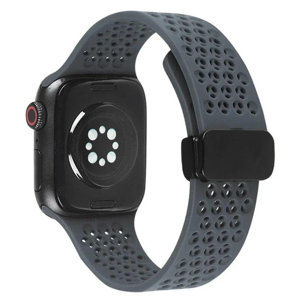Magnetic Sports Silicone Strap for Apple Watch 49mm 45mm 44mm 41mm 40mm 42mm 38mm Rubber Band for IWatch Series 9 8 7 6 5 4 Se Ultra 2