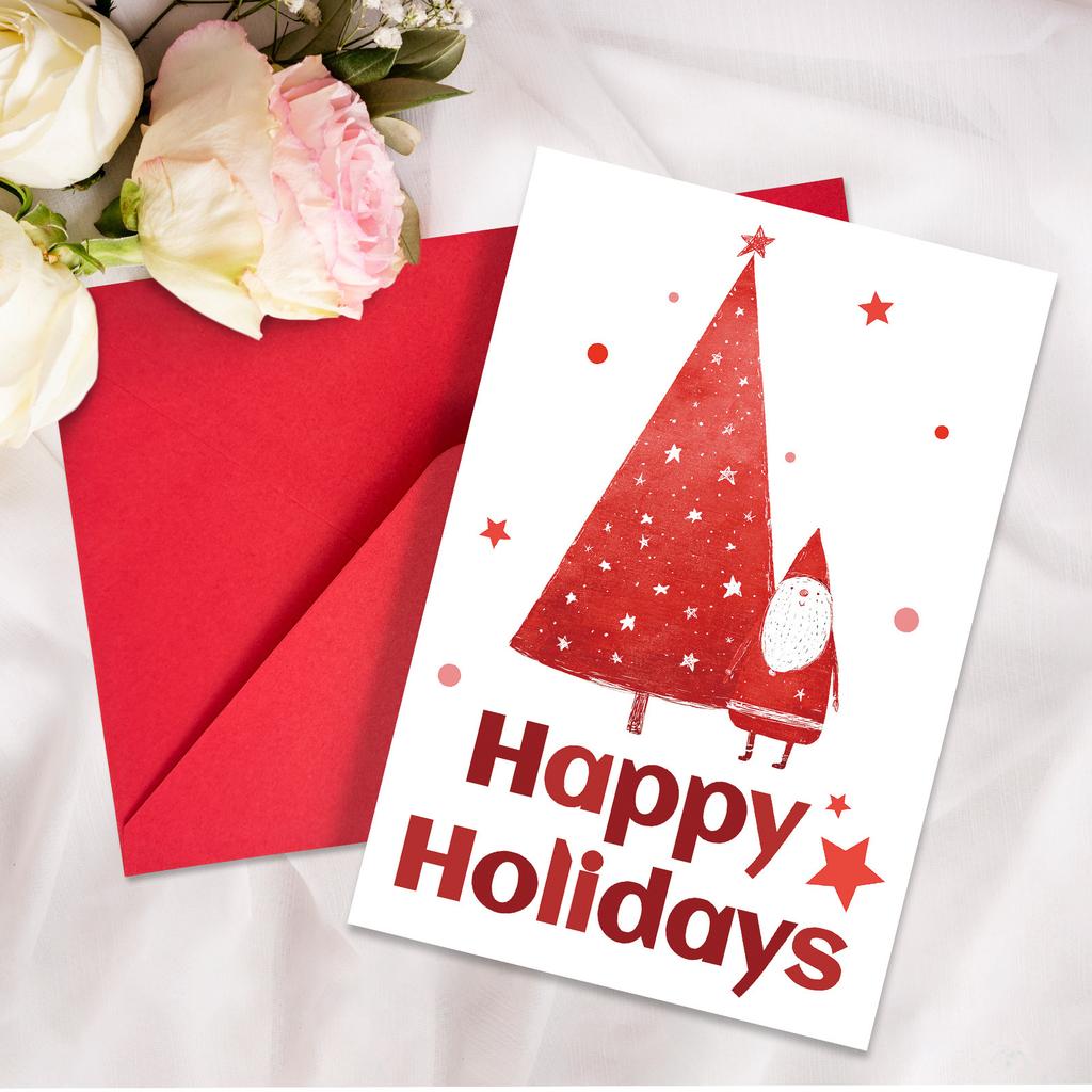 10PCS Christmas Greeting Cards Set with Envelopes, Cartoon Hand-drawn Xmas Cards for Holiday Wishes & Gifts