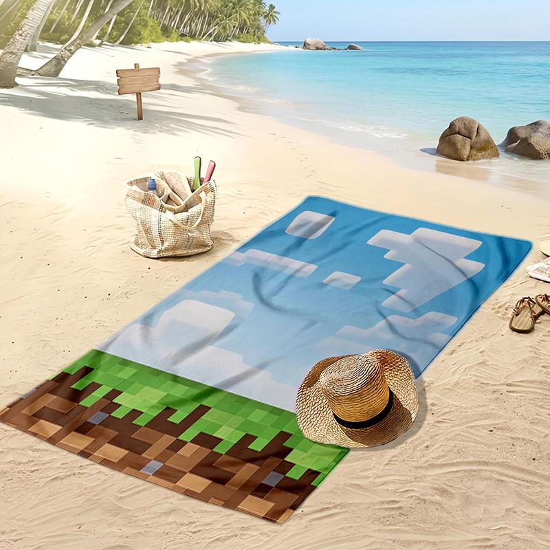 Pixel World Game Printed Quick Dry Beach Towel Super Absorbent Soft Lightweight Bath Towel for Pool Summer Travel