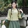 Осенне-зимний ретро вышитый костюм Тан ханьфу ципао набор из двух предметов