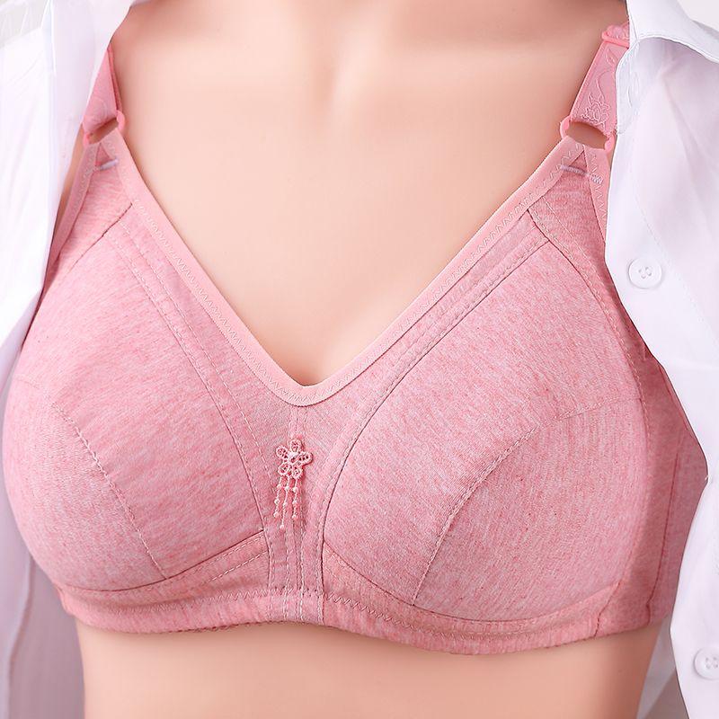 Full Cup Bra Without Steel Ring, Comfortable and Breathable Thin Cotton Underwear Gathering Loose Size Bras for Middle-aged and Elderly Pregnant Women
