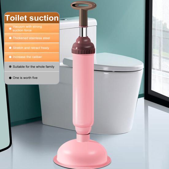 High Pressure Silicone Toilet Plunger Pump Anti-Clogging Drain Cleaners Powerful Suction Cup Telescopic Handle Toilet Clog Remover