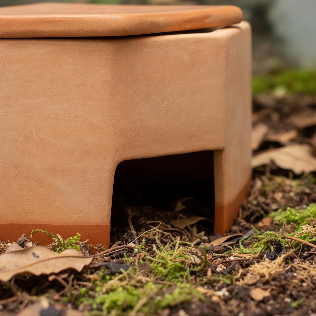 Reptile Ceramic Humidifying Hideaway Cave for Lizards, Geckos, Snakes, and Spiders Small