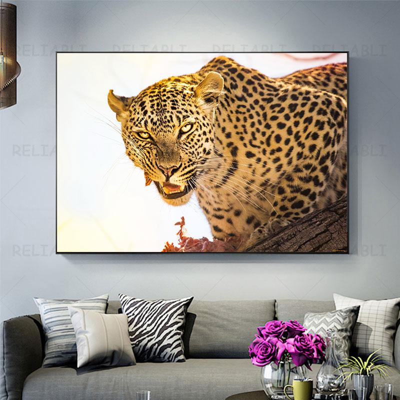 Крутые постеры и принты с изображением леопарда, живопись дикой природы на холсте, настенное искусство с животными, декор гостиной, дом