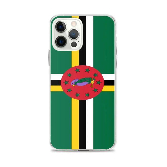 Coque Téléphone – Drapeau de la Dominique – Compatible iPhone 12 Pro Max – Étui Souple – Résistant et Antichoc – Pixelforma