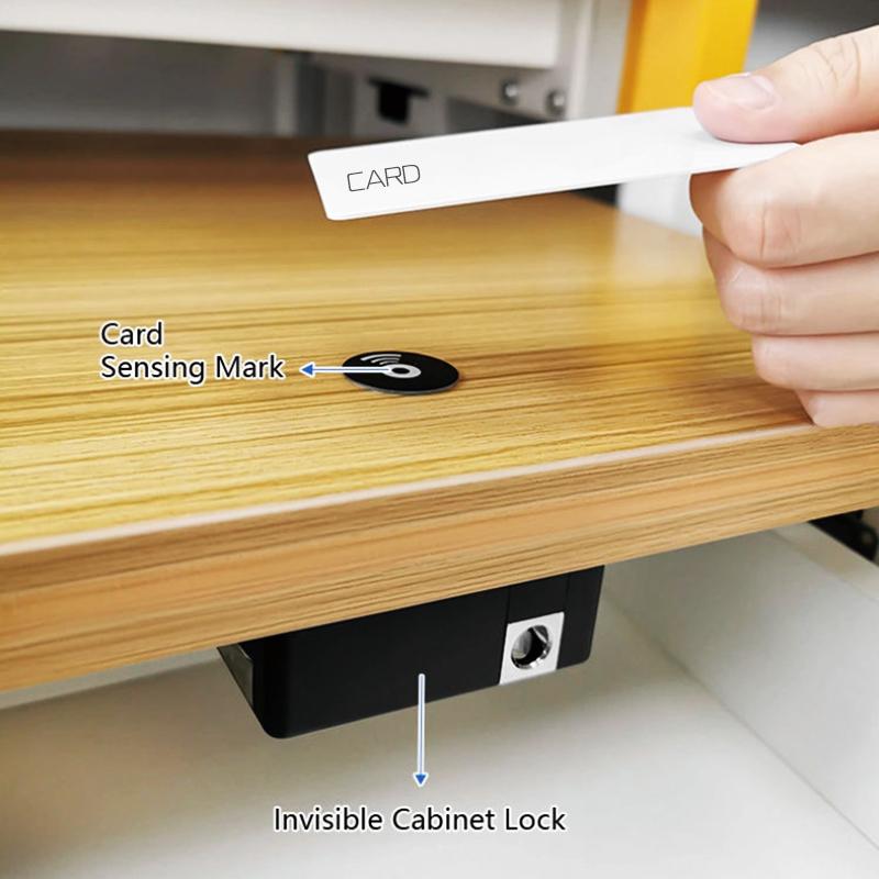 TT App Unlock 13.56MHz Smart RFID Pedestal Drawer Lock Plastic Wristband RFID Hidden Invisible Desk Drawer Lock for Office Use