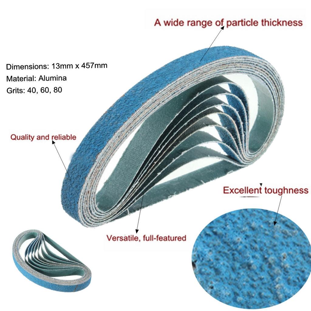 10x 40/60/80 зернистость 1/2 x 18 дюймов шлифовальные ленты с цирконием Powerfile для Black Decker