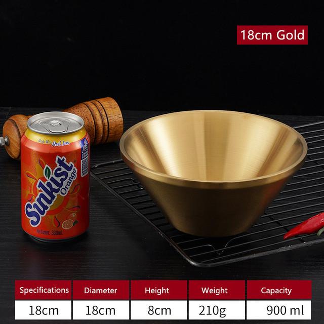 Чаша из нержавеющей стали, многоразмерный V-образный золотой салатник, салатница с лапшой, рисом и фруктами, кухонная посуда для приготовления пищи, корейский салатный лук