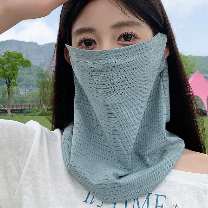 Sun Protection Mask, Ice Silk Scarf, Versatile Neck Gaiter, Summer Neck Protector, Outdoor Cycling Motorcycle Face Scarf for Men and Women