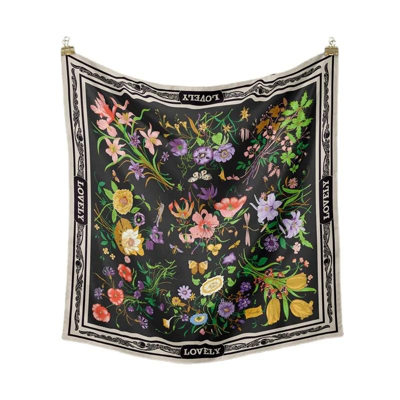 Luxury Print Silk Square Scarf Women Spring Neck Tie Shawl Wraps Female 53cm Hair Hand Wrist Headkercheif Hijab Bandana