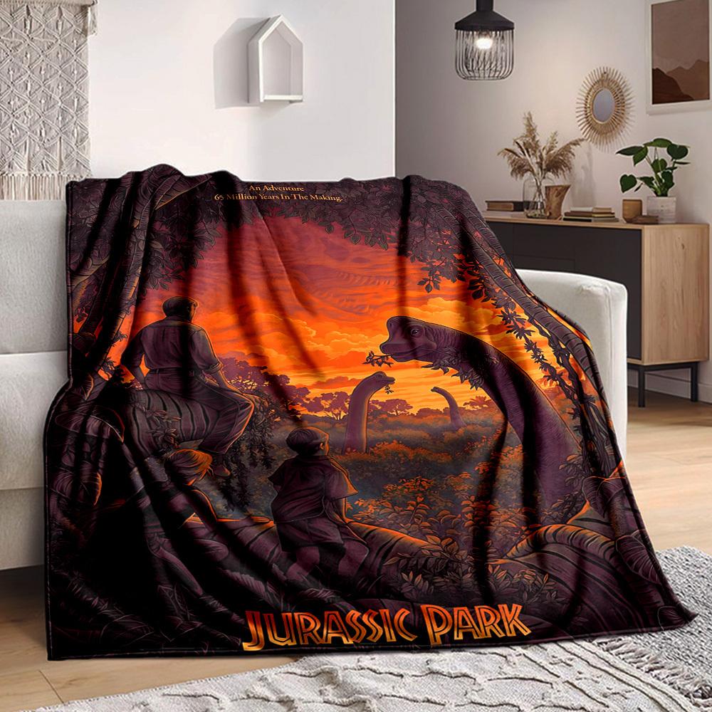1pc Dinosaur, Adventure Blanket Lightweight Flannel Blanket Throw Blanket For Sofa, Bed, Travel, Camping, Livingroom, Office, Couch