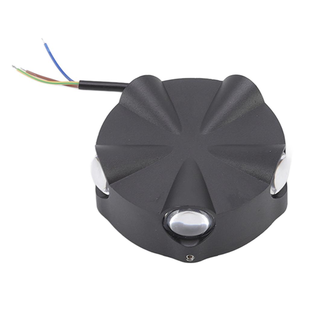 Wall Sconce LED Simple Round Aluminum Outdoor Waterproof Black Wall Light 5W 5LED Five Sides