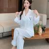 Jacquard Spring Feather Ice Silk Pajamas for Women Light Luxury Silk Satin Home Clothes