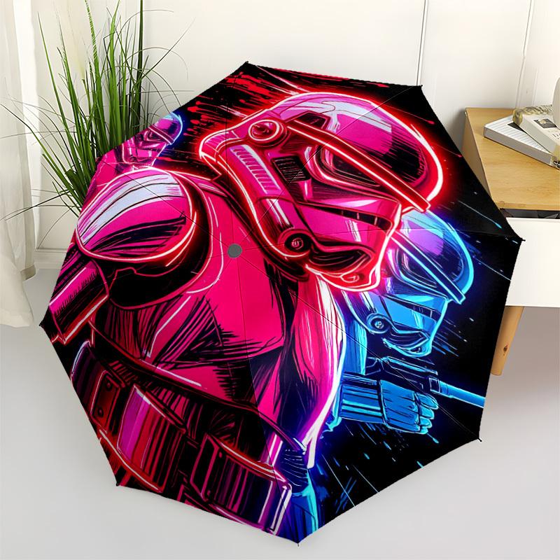1 шт. Автоматический складной зонт Дарт Вейдер - Компактная конструкция с 8 спицами, Прочный пластик и железо, Для повседневного использования F104025