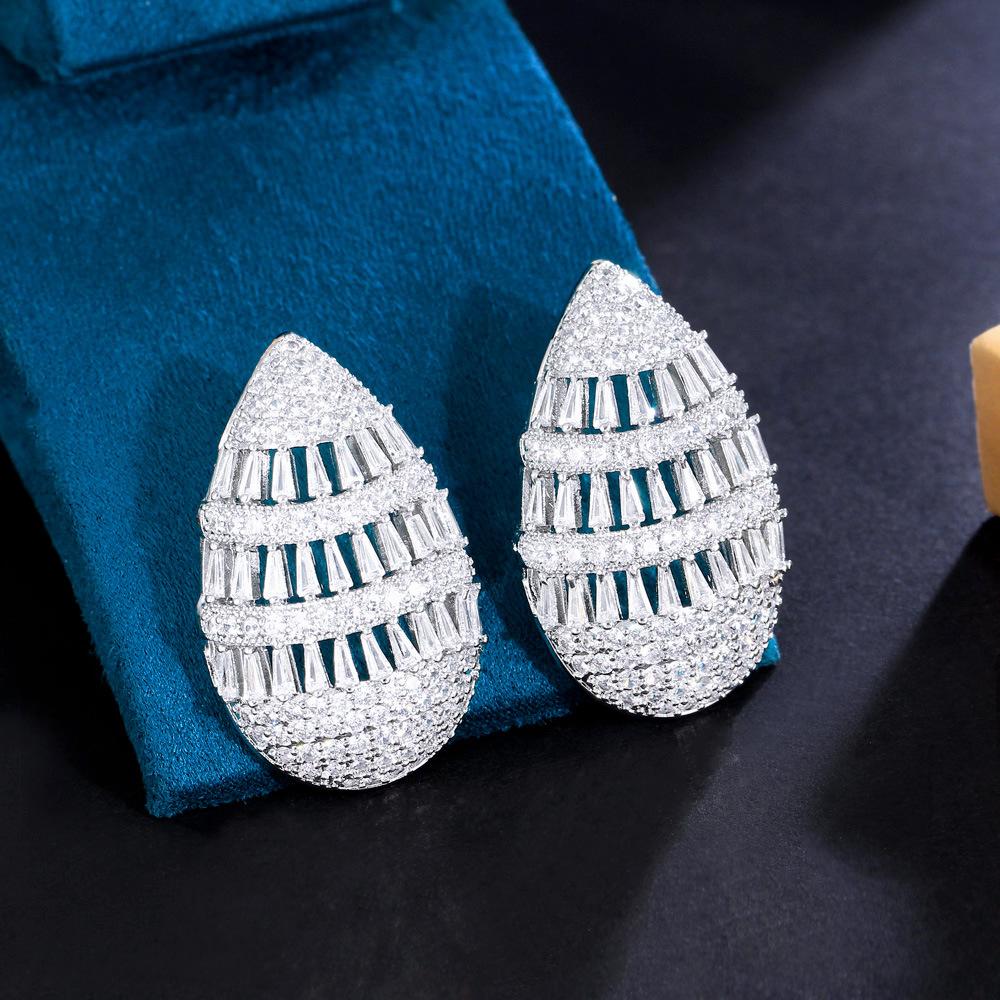 Роскошные серьги с полым цирконом, микро-инкрустация, циркон в форме буквы Т, популярные серьги и украшения для ушей