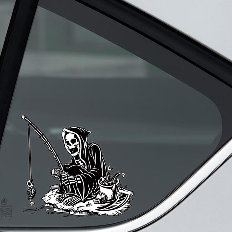DS65#14X15см Я никогда не прекращу рыбалку скелет наклейка на машину бампер грузовик виниловая наклейка