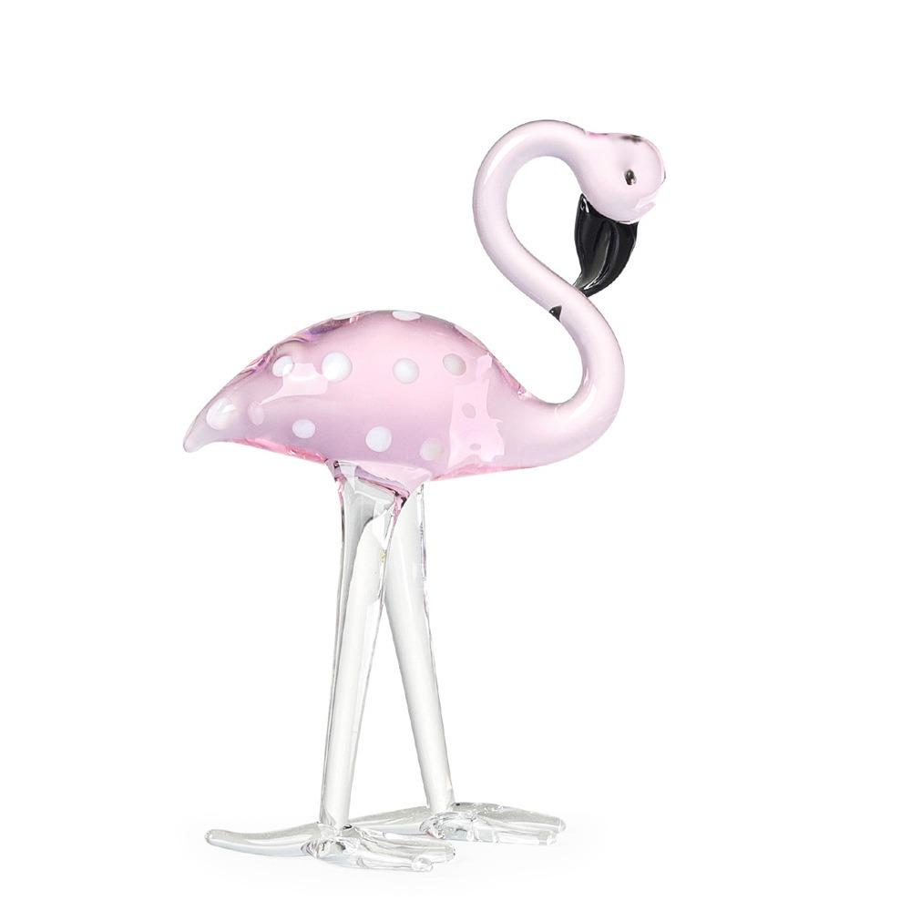 Handmade Art Simulated Pink Flamingo Cute Animal Sculpture Creative Glass Flamingo Figurines Home