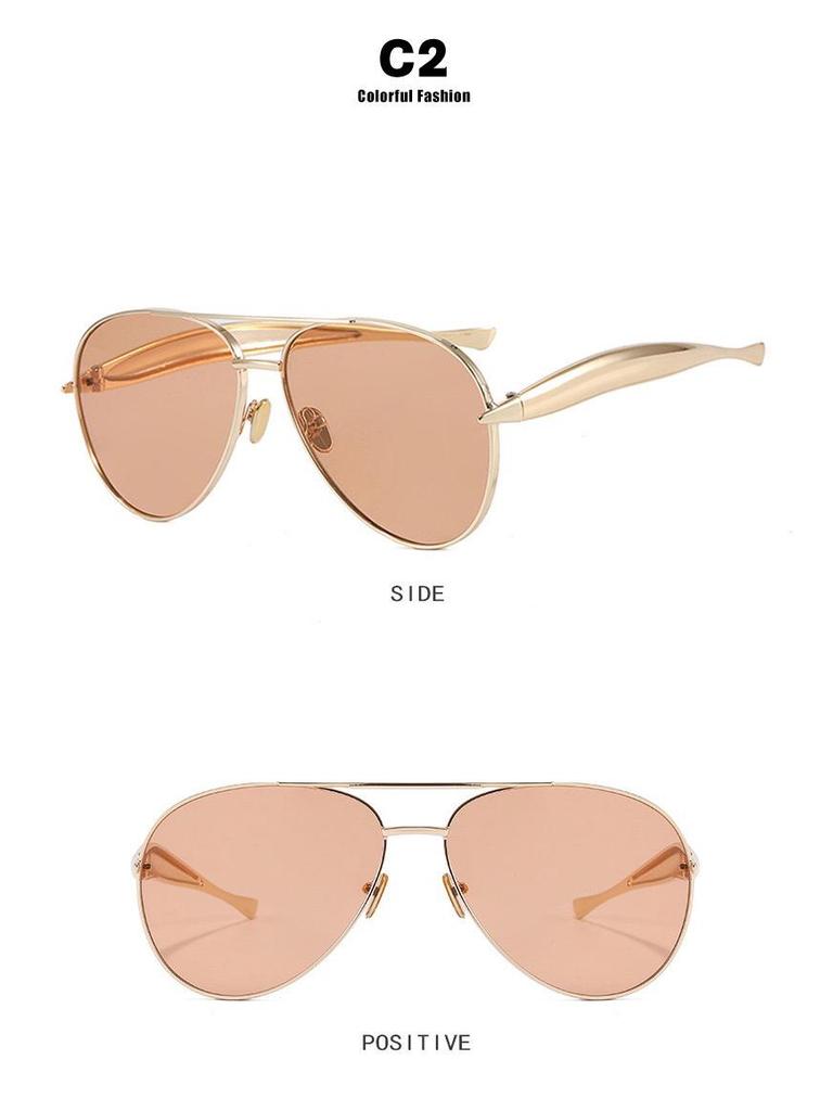 Модные женские ретро-солнцезащитные очки в уличном стиле, металл, 2025