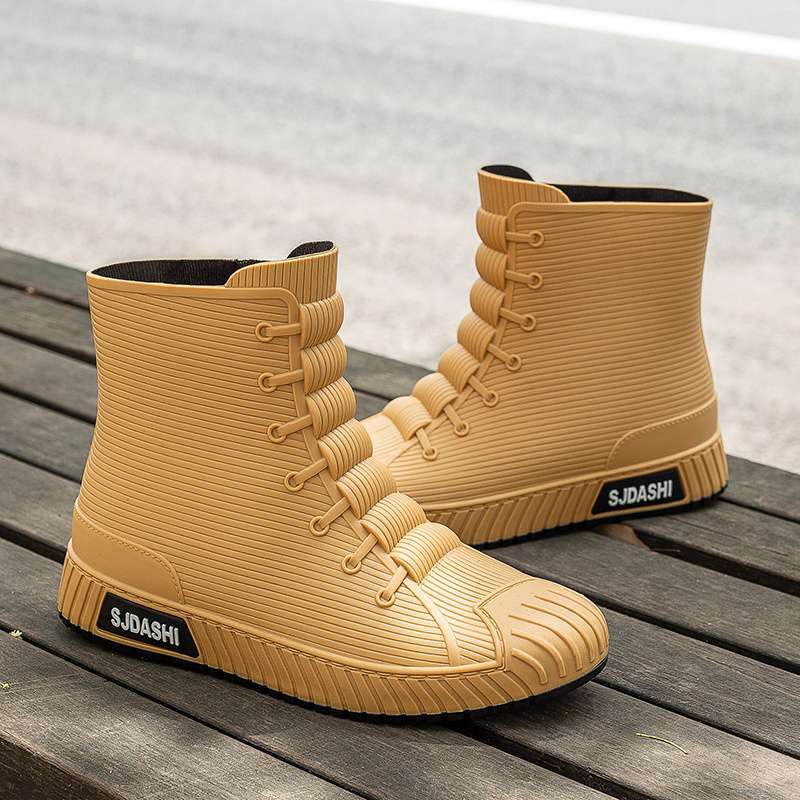 Короткие водонепроницаемые дождевые ботинки, нескользящие и теплые мужские резиновые сапоги, женские кухонные бархатные износостойкие новые резиновые ботинки, водные ботинки