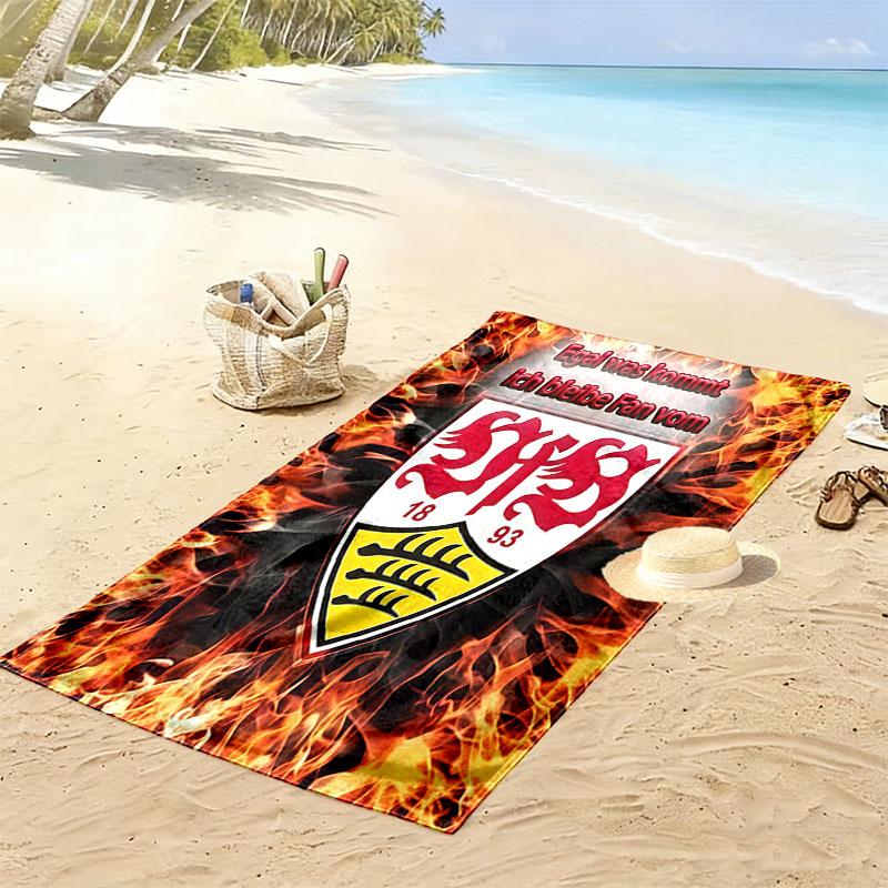 Stuttgart Heart Print Beach Towel, Large Soft Quick Dry Towel for Beach Camping Swimming