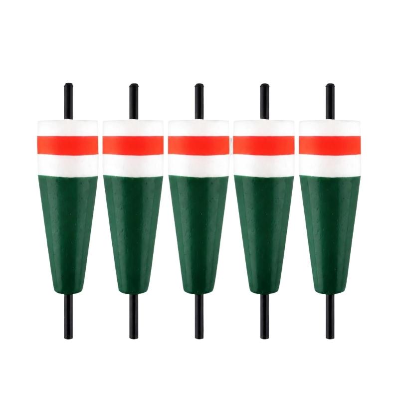 Fishing Bobbers for Nearshore Rock Angling and Coastal Casting, 5-Piece Molded Set with Tapered Shapes and Central Shafts