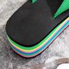 Ladies' Slope Heel Flip Flops, Rainbow Sole Flat Slip In Shoes, Casual and Lightweight Summer Beach Shoes