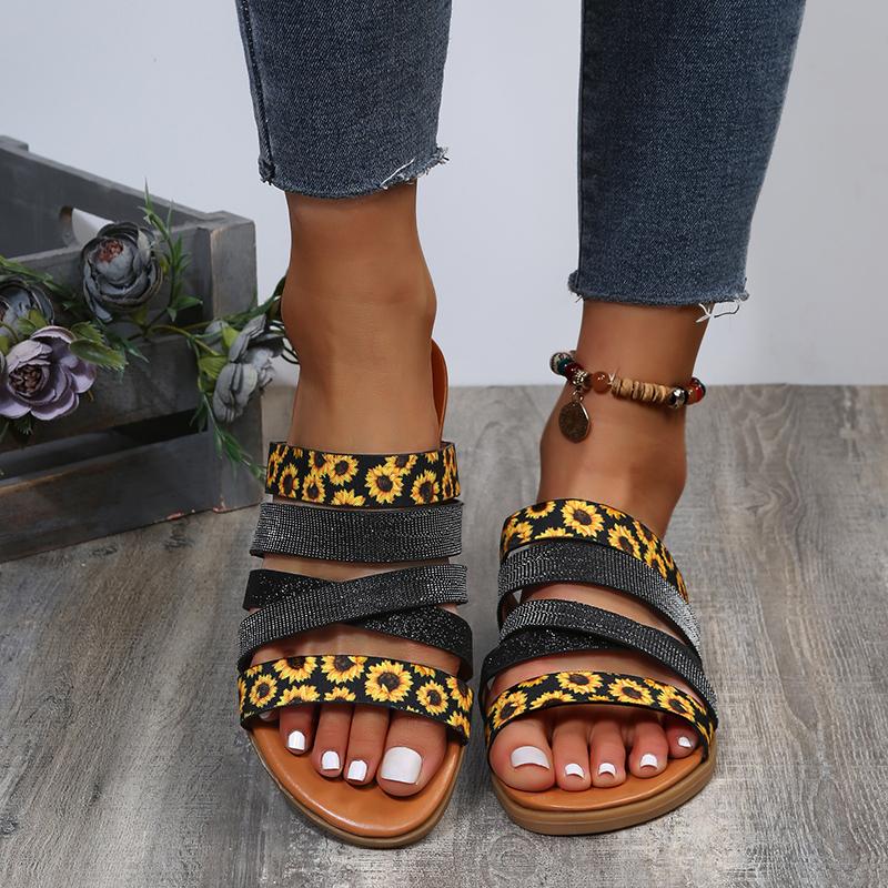 2024 НОВЫЕ летние женские босоножки на плоской подошве с открытым носком и леопардовым принтом, пляжные шлепанцы, фирменные дизайнерские сандалии и босоножки для женщин
